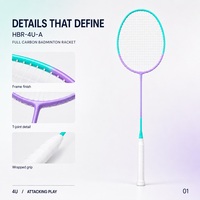 Vollcarbon-Badmintonschläger 5U für Erwachsene, Offensiv-Singleschläger, Mittlere Steifigkeit, 0,65 mm Saiten, Anpassbar