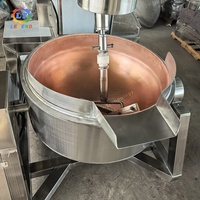 Marmite de cuisson en cuivre robuste certifiée CE avec agitateur - Machine à bonbons professionnelle pour le caramel |   Machine de cuisson en cuivre