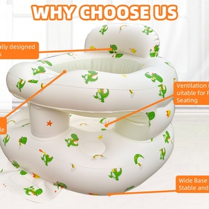 Modern Baby Shower Chair <b>Inflatable</b> Seat Guardrails Built-in Air Pump Floor Seater Infant Back Support for Outdoor Living Room - Product Image 6