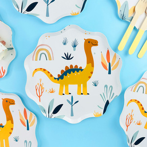 Ensemble de vaisselle jetable premium DAMAI Animal pour fêtes d'enfants, anniversaires, thème dinosaures, assiettes, gobelets, serviettes en papier - Product Image 2