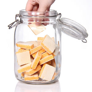 Prix d'usine en gros, pot en verre avec clip métallique/bocal de rangement en verre avec bouchon à rabat - Product Image 2