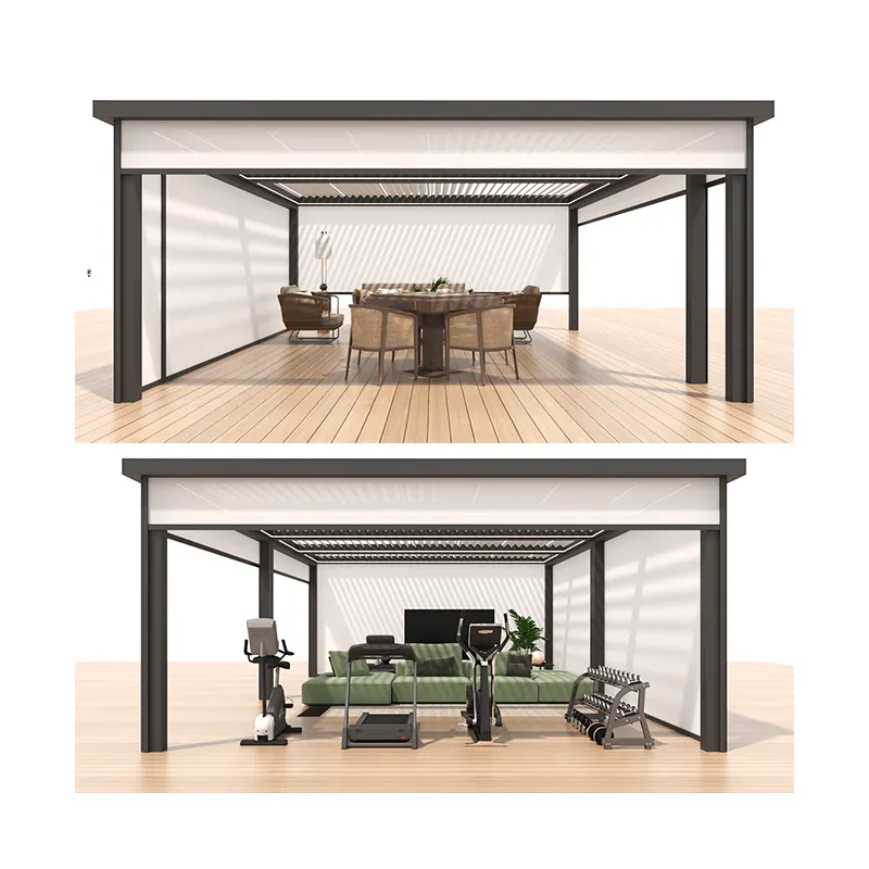 Роскошный 3x3 автоматический умный чехол жалюзи система Крыши Водонепроницаемый Сад алюминиевый открытый моторизованный павильон для сада