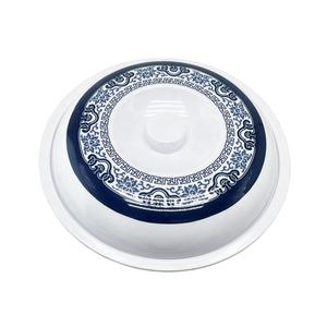 Bol en mélamine de service avec couvercle, 1 pièce, design fleur bleue, bol avec couvercle - Product Image 1