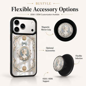 Funda Premium OEM Anticaída con Agarre Magnético, Elegante, de TPU y PC con Microfibra y Espejo para <span class=keywords><strong>iPhone</strong></span> 17 Pro Max 18 16, Cubierta para Maquillaje - Product Image 2