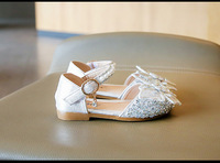 Nouvelles sandales pour filles Printemps-Été 2026, style coréen, chaussures de princesse à nœud pour bébés filles, chaussures de danse à paillettes pour filles