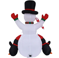Bonhomme de neige gonflable avec chapeau haut et pingouin avec boîte cadeau pour décoration de fête de Noël en extérieur, modèle d'accessoire de jardin