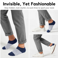 Chaussettes basses pour hommes, invisibles, douces, respirantes, en mélange de coton tricoté, avec bout et talon renforcés, bordure élastique, évacuation de l'humidité, séchage rapide