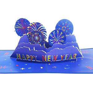 Tarjeta de Felicitación de Papel Rectangular Plegable con Diseño 3D de Fuegos Artificiales, Impresión UV y Barnizado UV, para Año Nuevo, Fiestas, Cumpleaños, Día de la Independencia - Product Image 1