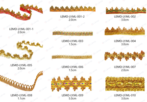 Cinta de encaje metálica bordada con lazo, dorada y plateada, trenzada de ganchillo, para adornos de vestidos de novia y trajes nigerianos - Product Image 6