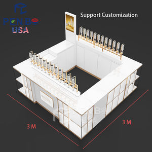 ตู้โชว์สินค้าห้างสรรพสินค้าตู้น้ำหอมสีขาวสีทองแบบแยกส่วนพร้อมไฟ LED - Product Image 6