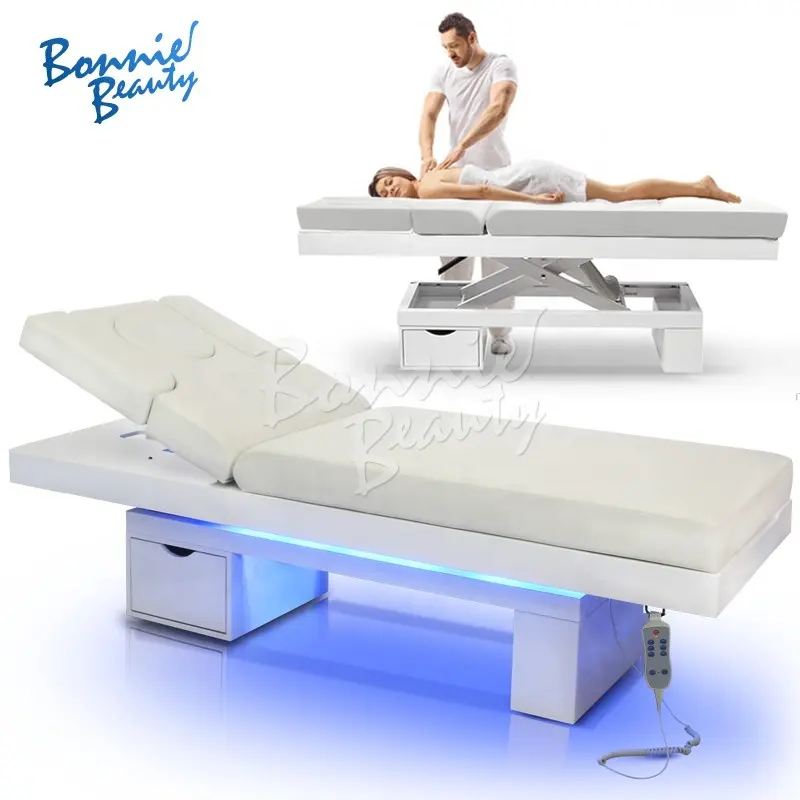 Bonnebeauty mesa de massagem shiatsu de madeira, altura elétrica ajustável