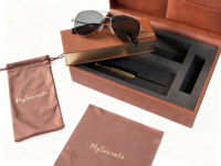 Coffret d'emballage de lunettes en cuir PU de luxe unique, fabricant de coffrets cadeaux haut de gamme, kit de démarrage, logo personnalisé