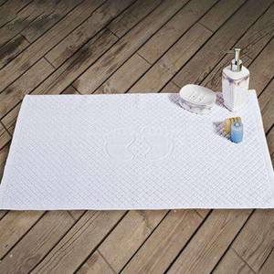 Tapis de bain d'hôtel blanc ultra absorbant 100 % coton à boucles, dos antidérapant en latex, séchage rapide, résistant aux taches - Product Image 1