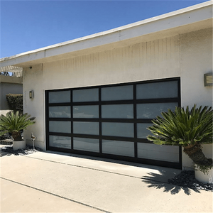 Porte de garage en aluminium et verre trempé, nouveau design, panneau en verre givré isolé, allée de garage, moderne, 3 pièces, bon marché - Product Image 6