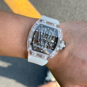 Men's <b>Skeletonized</b> Mechanical <b>Watch</b>, Sapphire Crystal Tonneau-Shaped <b>Automatic</b> Mechanical <b>Watch</b> - Product Image 6