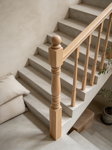 Poste de Escalera Minimalista EFS NP03 de Madera Sólida, Columna de Escalera con Acabado en Roble Blanco, Fabricación Duradera - Product Image 2