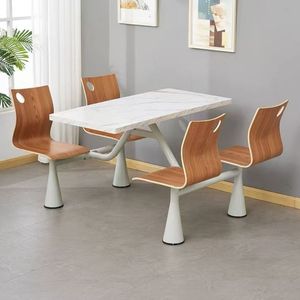 Restaurant Set Oblong Table And <b>Chairs</b> Stainless Steel Frame Durable For Fast Food Cafe School Use - Product Image 3