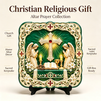 Targa Personalizzata in Resina per Adorazione Eucaristica, Angeli 3D, Croce, Calice, Arte Religiosa Cattolica, Regalo da Fabbrica