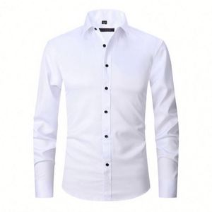 I-0446 Camisa de Vestir Casual para Hombre al por Mayor, Manga Larga, Formal, Corte Entallado, Cuello Mao, Camisas de Otoño de Alta Calidad - Product Image 1