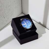 Boîte cadeau de luxe pour montre, petite, carrée, noire, en carton biodégradable, imperméable, avec doublure en éponge