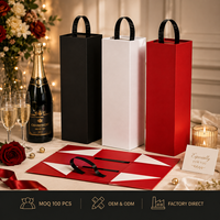 Caja de Regalo para Vino Champagne, Caja Rígida de Papel Personalizada con Asa de Listón, Empaque de Lujo OEM