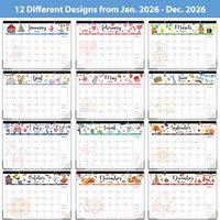 Calendrier mural imprimé personnalisé 2025 A2 A3 A4 avec liste de choses à faire 13 pages calendrier de bureau extra large carton matériel personnalisé