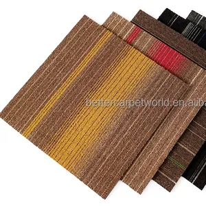 100% 尼龙瓦地毯中国新年现代棕色环桩模块化方形商业办公地砖