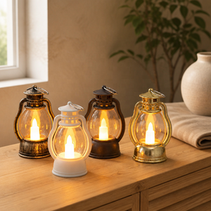 Lampu LED minyak kecil kuda poni Natal kualitas tinggi lampu lentera tempat lilin untuk RUMAH & Acara dibuat plastik - Product Image 1