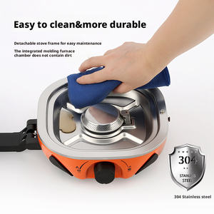 Estufa de <span class=keywords><strong>gas</strong></span> portátil de doble quemador para exteriores, plegable, con carcasa de succión magnética, fuego potente, para camping. - Product Image 4