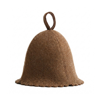 Chapeau de sauna personnalisé en feutre de laine, forme cloche, chapeau de banya, OEM ODM, ourlet festonné, boucle de suspension, pour spa et hammam