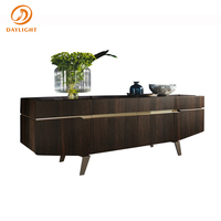 Table de buffet sur mesure d'usine chinoise, buffet haut brillant, brun foncé, armoire en bois carrée, luxe moderne