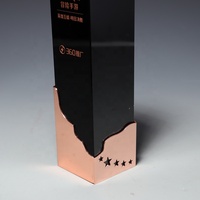 Trophée de récompense en cristal noir de haute qualité IDEAL avec base en métal doré, logo gravé, trophées et récompenses en verre