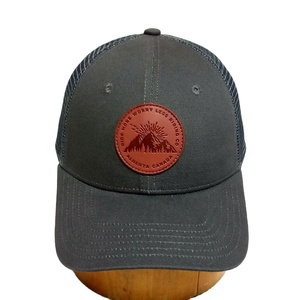 Custom Logo Original Gorras 6 Panel Sports Caps Trucker Hat With Leather Patch