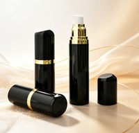 Flacon pompe en plastique 15ml 30ml 50ml 80ml 100ml 120ml, flacon pompe sans air rond pour lotion, soin de la peau, noir et or