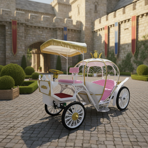 Carrozza Elettrica Personalizzabile per Matrimoni, Romantica Carrozza Dorata con Cavalli, Carrozza Natalizia a Forma di Zucca - Product Image 2