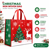 Nouveau Sac Fourre-Tout Géant en PP Imperméable et Réutilisable, Motif Noël 2026, Personnalisé, pour Cadeaux de Fêtes, Sacs de Courses Non Tissés Stratifiés