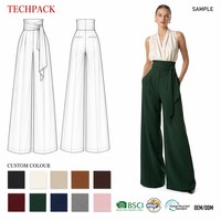 Pantalones Palazzo Anchos Estructurados de Doble Pliegue para Mujer, Color Gris Carbón, Transpirables, Holgados, con Doble Botonadura y Cintura Alta