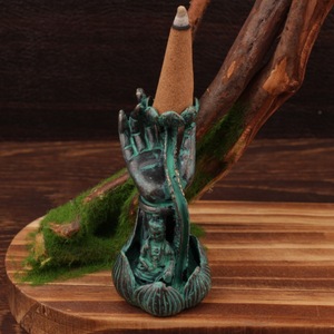 Chinese Style Brass Buddha Hand Lotus <b>Incense</b> Holder <b>Cone</b> Type Religious Decor Home Use Hand Made Metal Ornament - Product Image 1