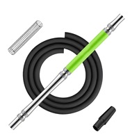 Ensemble de Tuyaux à Chicha, Poignée en Alliage d'Aluminium avec Tube en Silicone, Pièces de Rechange pour Narguilé, Tuyau à Chicha en Silicone