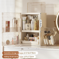 Boîte de rangement cosmétique en plastique à compartiments multiples, grande capacité, pliable, organisateur de bureau pour l'organisation des soins de la peau et du maquillage