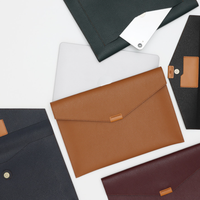 Pochette vintage en cuir PU pour ordinateur portable, fine et légère, avec bouton-pression, multi-usages, pour documents et tablette