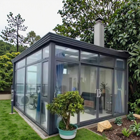 Serre, véranda, solarium, maison en verre préfabriquée moderne à faible coût avec structure en alliage d'aluminium et verre trempé Low-E pour entrepôt et appartement