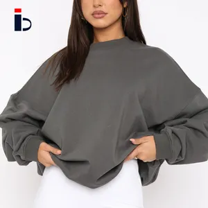 French Terry Pullover Streetwear Schweres, dickes Hoodie Drop Shoulder Blank Individuell geprägtes, übergroßes Sweatshirt mit Rundhals ausschnitt