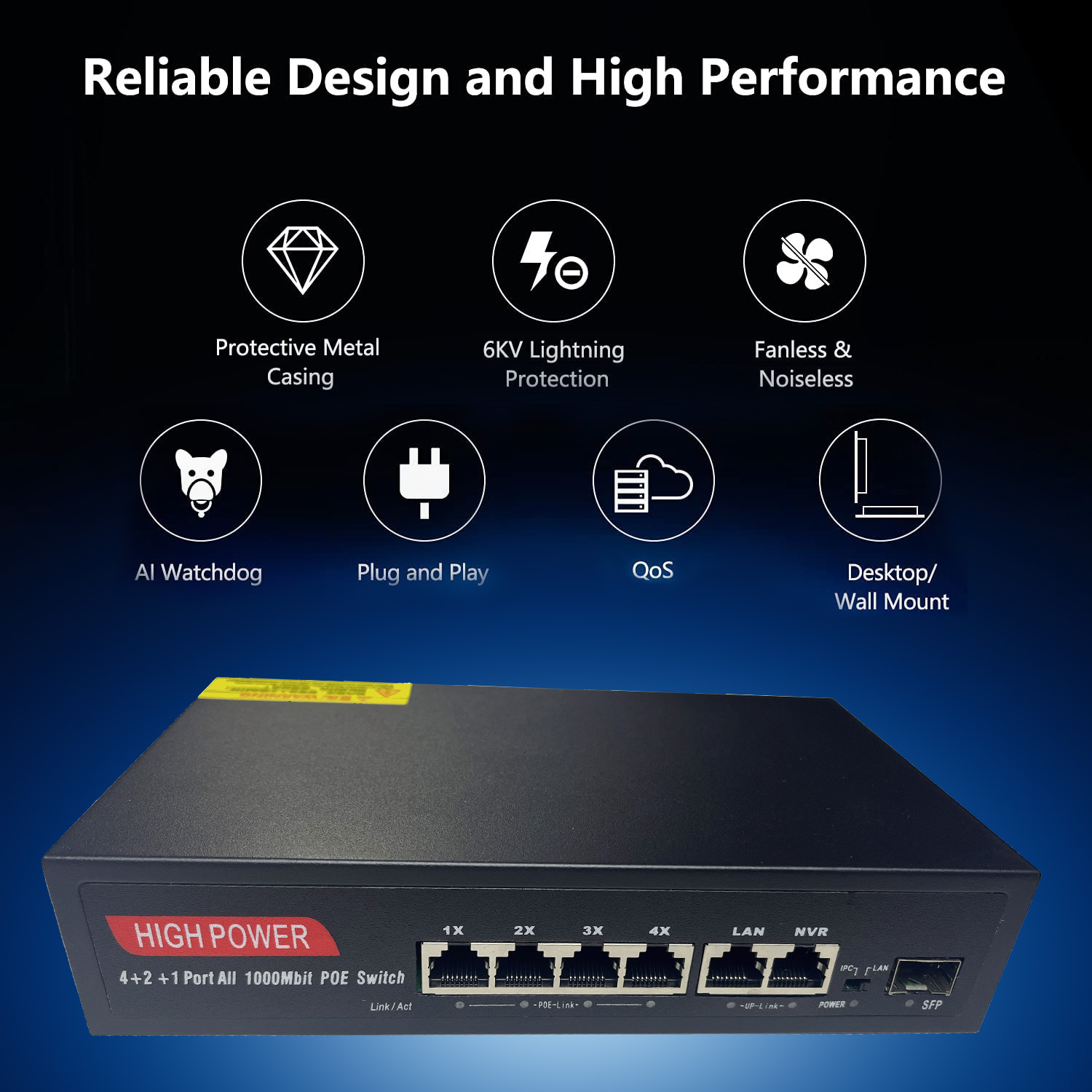 factory price 6 ports Gigabit CCTV Network Ethernet PoE Switch 48V 10/100/1000M for Hikvision IP Camera · image 6
