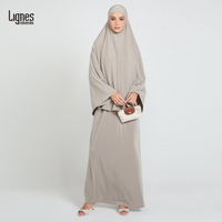 Ensemble Abaya en tissu jersey de qualité supérieure, hijab long en coton jersey élastique, foulard instantané Dubai, Khimar pour femmes néerlandaises