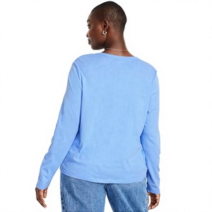 Nouveau T-shirt à manches longues pour femme en mélange de coton, coupe décontractée, vêtements décontractés, fabricant de vêtements en gros OEM, fournisseur d'usine - Product Image 3