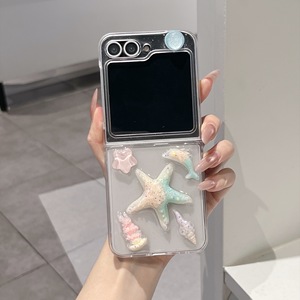 <span class=keywords><strong>Coque</strong></span> <span class=keywords><strong>de</strong></span> <span class=keywords><strong>téléphone</strong></span> transparente scintillante style océan <span class=keywords><strong>Kawaii</strong></span> 3D avec coquillage et étoile <span class=keywords><strong>de</strong></span> mer, et sangle à perles pour Samsung Z Flip 8 7 6 5 4 pliable - Product Image 1