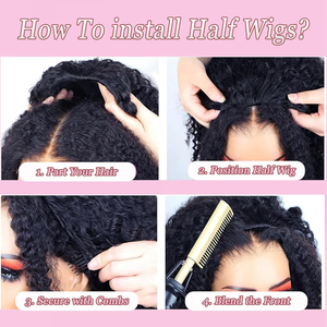 วิกผมแท้ราคาถูก - วิกผมครึ่งศีรษะแบบลอน ความหนาแน่น 180% 3 in 1 ไร้รอยต่อ แบบพลิกกลับได้ วิกผมลอนลึกแบบไม่ต้องใช้กาว พร้อมที่คาดผมแบบเชือกผูก - Product Image 6