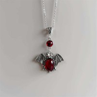 Collier gothique rouge Bijoux d'Halloween Colliers pendentifs chauve-souris Vampire Hip Hop