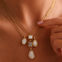 Collier pendentif femme en acier inoxydable blanc, style Ins, chaîne en bambou, luxe léger transfrontalier euro-américain, tendance